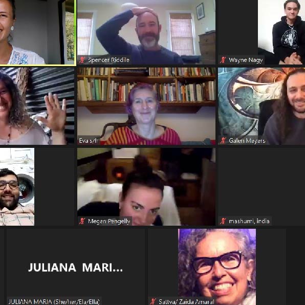 Screenshot of online meeting participants illustrating the space that is being held.